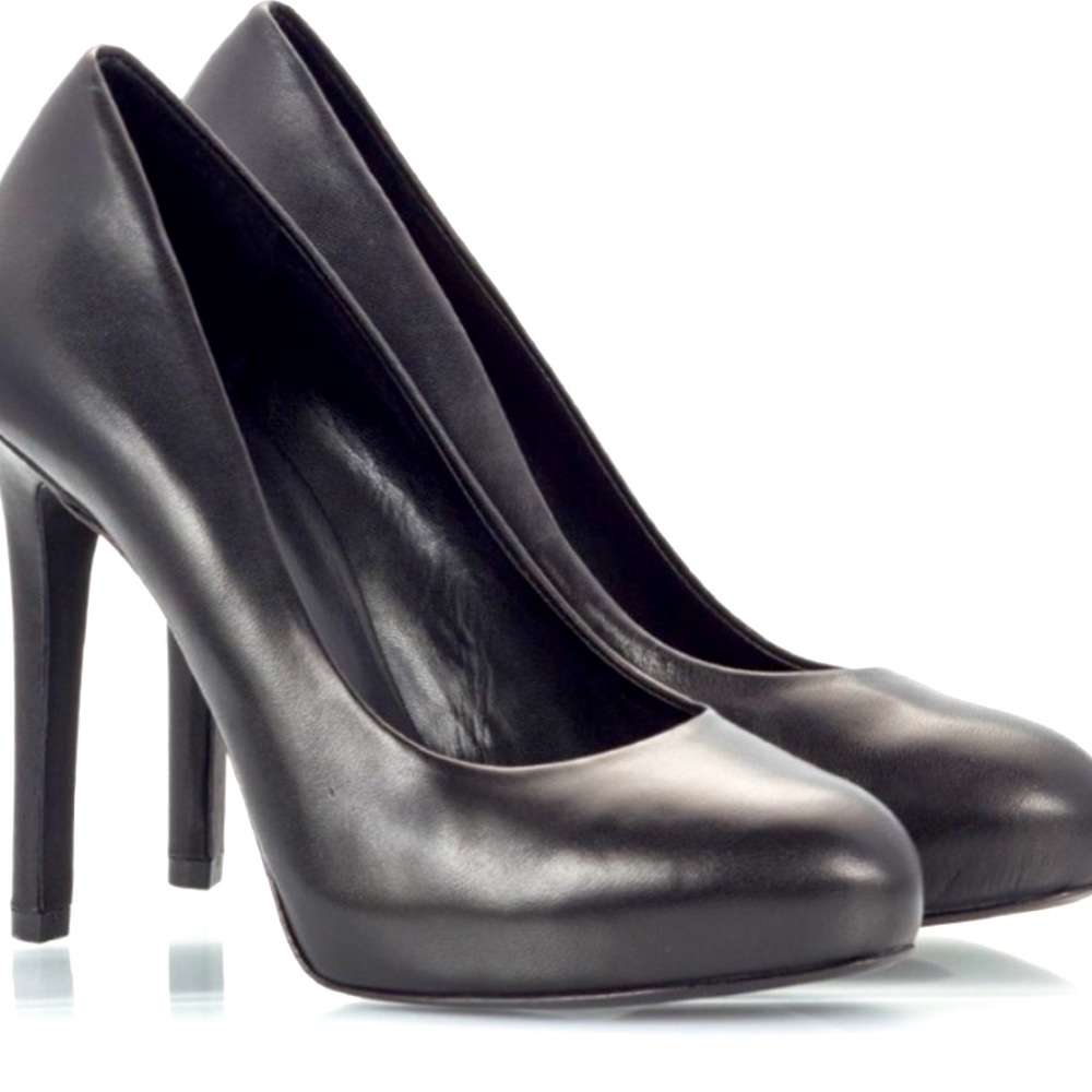 Ash Bianca Black Leather Platform Pumps | W 38.5